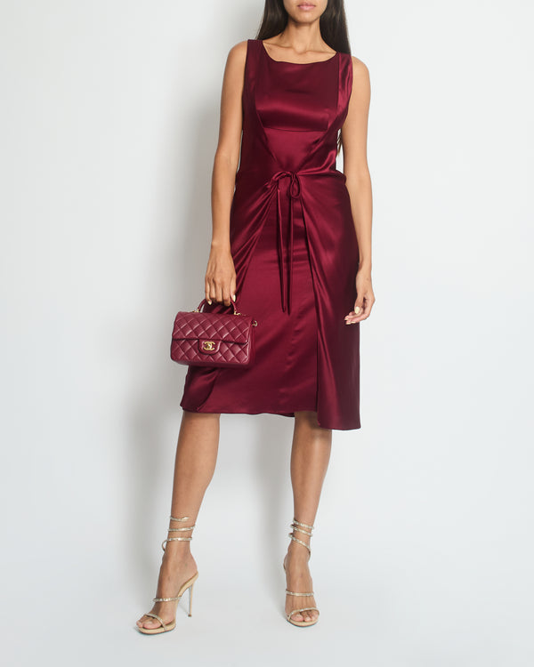 Chanel Vintage 98A Burgundy Silk Wrap Dress Size FR 38 ( UK 10)