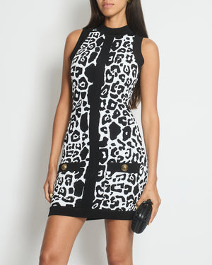 Balmain Black and White Bodycon Zip Dress FR 38 (UK 10)