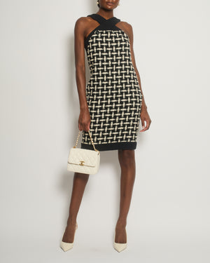 Chanel 09P Black, White Check Halter-Neck Detail Sleeveless Tweed Dress Size FR 36 (UK 8)