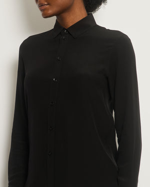 Saint Laurent Black Long-sleeve Silk Crepe Shirt Size FR 36 (UK 8)