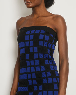 Chanel Black and Electric Blue Checked Bandeau Dress Size FR 36 (UK 8)