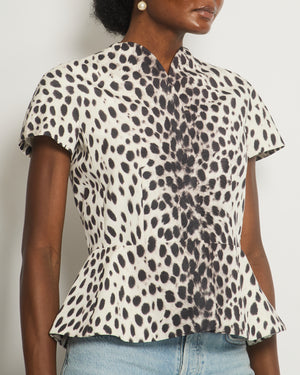 Christian Dior White Leopard Printed Short-Sleeve Zip Up Vest with Button Details Size FR 40 (UK 12)