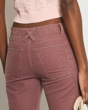 Chanel 06/P Mauve Skinny Jeans with CC Logo on Back Pocket Size FR 38 (UK 10)