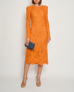 Ermanno Scervino Orange Crochet Long-Sleeve Maxi Dress Size IT 42 (UK 10) RRP £2,920