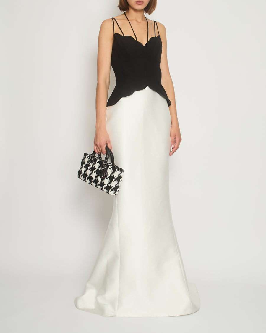 Rasario White, Black Scalloped Edge Evening Gown Size IT 42 (UK 10)