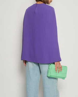 Valentino Purple Silk Crepe Top with Cape Detail Size IT 38 (UK 6)