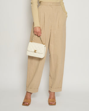 Chanel Beige High-Waist Trousers with Turn-up Detail FR 38 (UK 10)