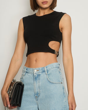 Dolce & Gabbana Black Knitted Crop Top with Silver DG Logo IT 42 (UK 10)