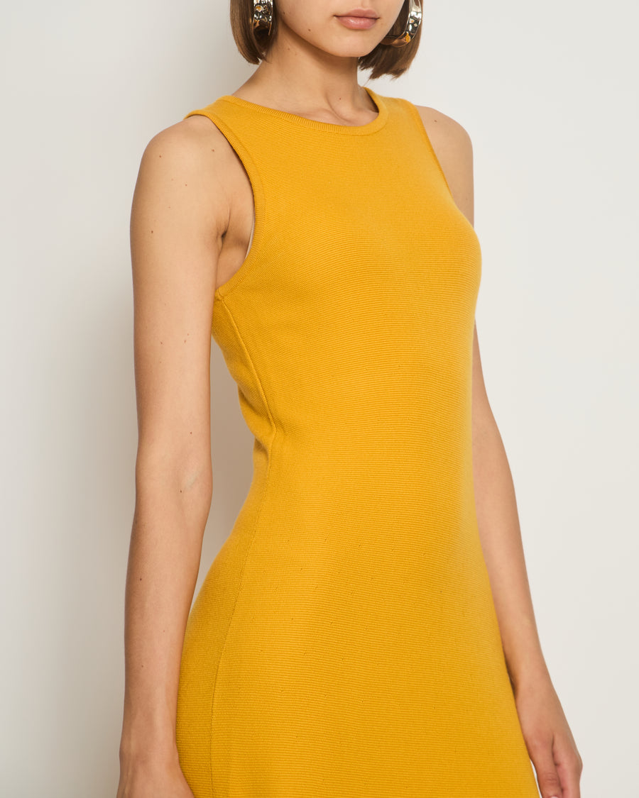 Gabriela Hearst Mustard Yellow Ribbed Maxi Dress FR 36 (UK 8)