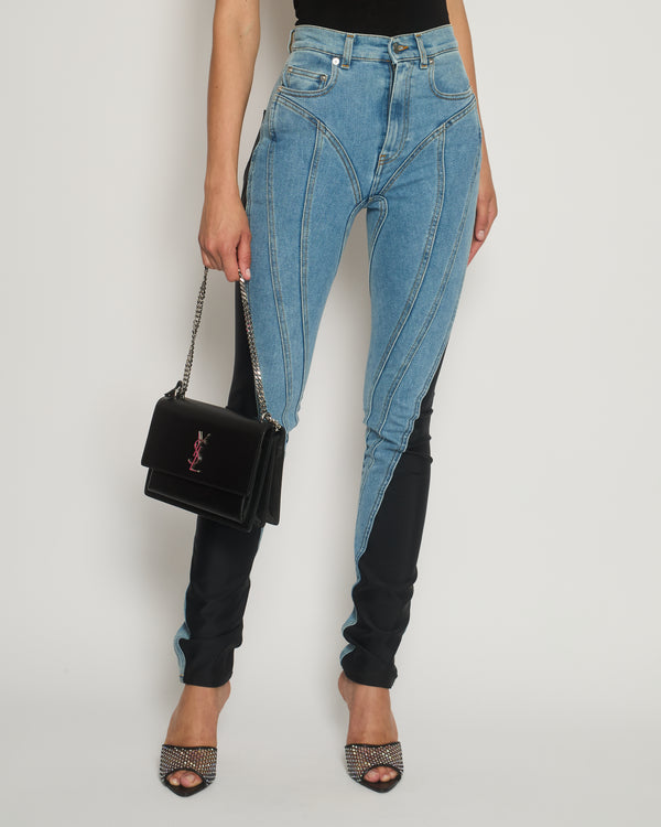 Mugler Blue Panelled High-Waist Jeans Size FR 34 (UK 6)