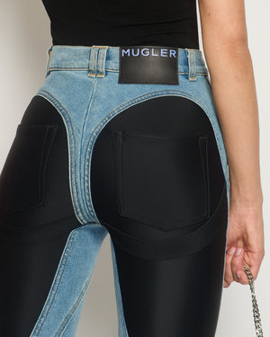 Mugler Blue Panelled High-Waist Jeans Size FR 34 (UK 6)