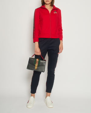 Gucci Red & Navy Blue Tracksuit with Side Stripe Trim and Cherry Embroidered Logo Detail Size XS (UK 6)