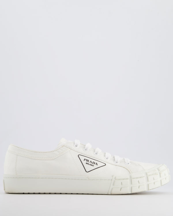 Prada White Double Wheel Sneakers with Logo Detail Size EU 46