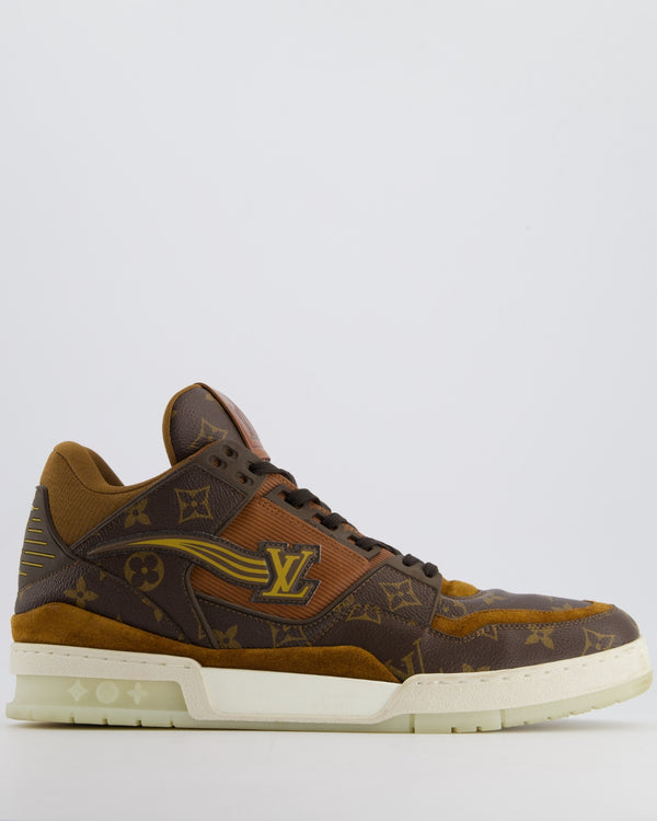 Louis Vuitton Brown Monogram Ebene Trainers with Shooting LV Logo EU 45.5