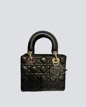 Christian Dior Black Small My ABCDior Lady Dior Bag With Gold Hardware