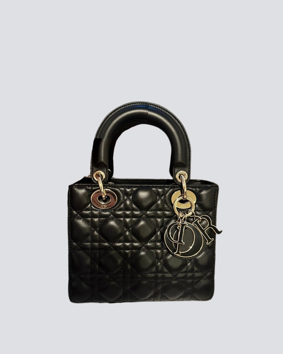 Christian Dior Black Small My ABCDior Lady Dior Bag With Gold Hardware