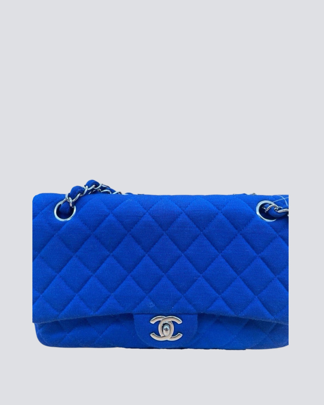 Chanel Medium Electric Blue Classic Flap Bag With Silver Hardware