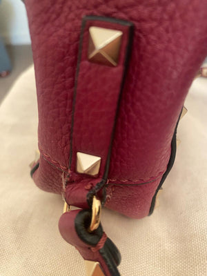 Valentino Garavani Grape Red Rockstud Leather Cross-body Camera Bag With Gold Hardware