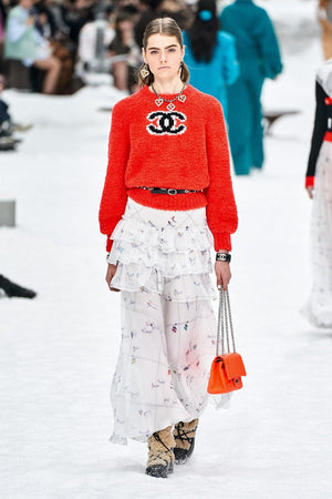 Chanel Red Fall 2019 Runway Teddy CC Jumper FR 34 (UK 6)