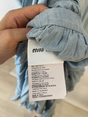 Miu Miu Blue Denim Mini Dress with Puffy Sleeves Size IT 38 (UK 6)