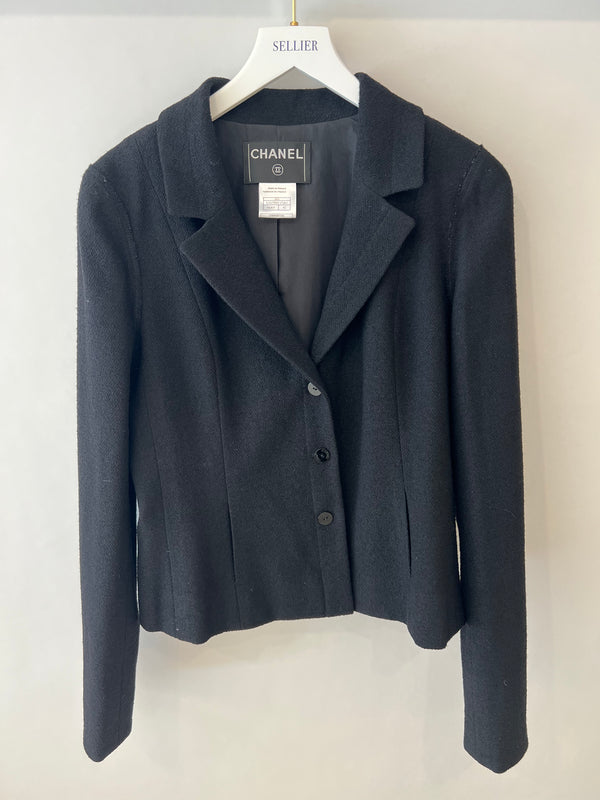 Chanel Black Wool Jacket with Button Details Size FR 42 (UK 14)