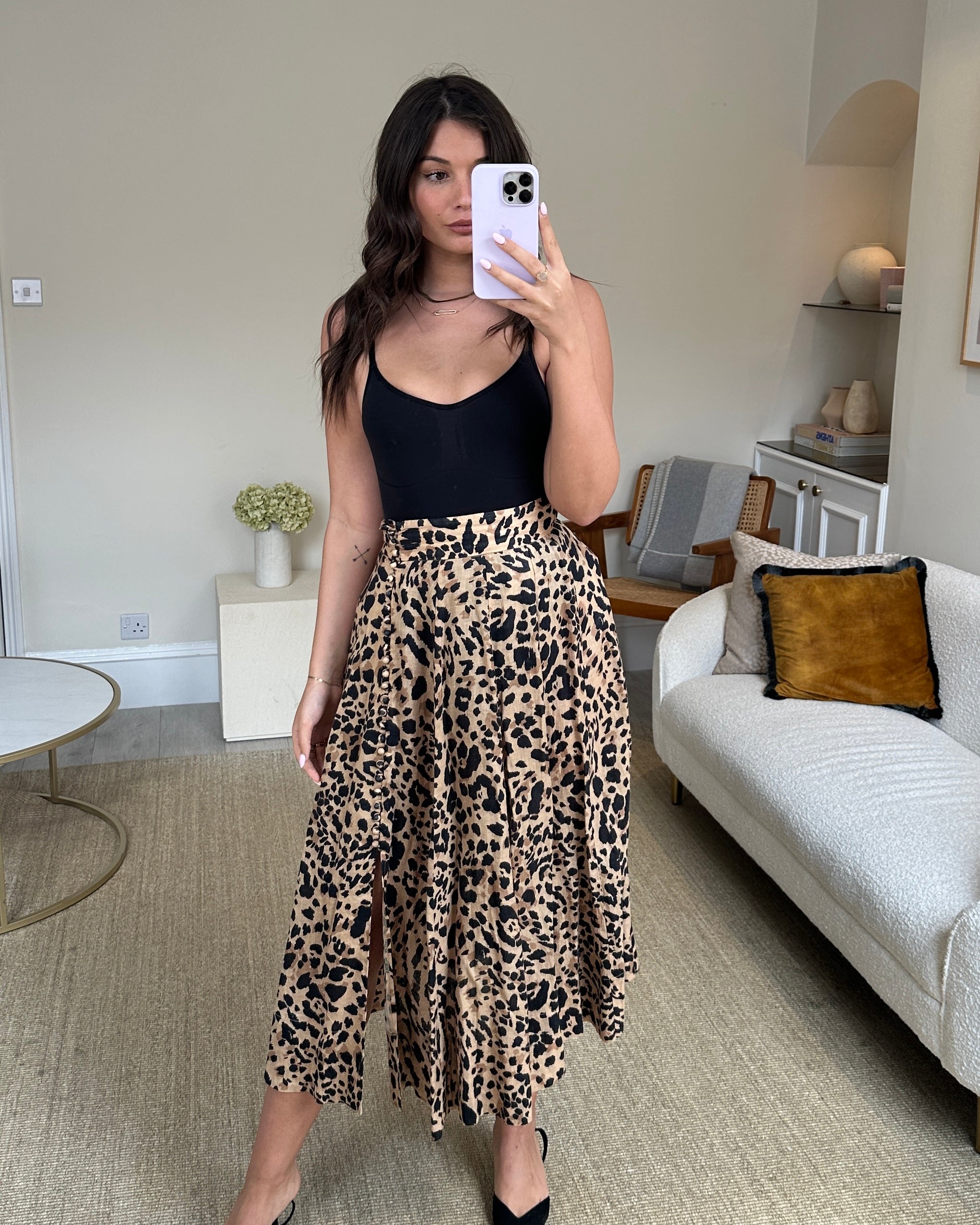 Leopard print skirt outlet with split