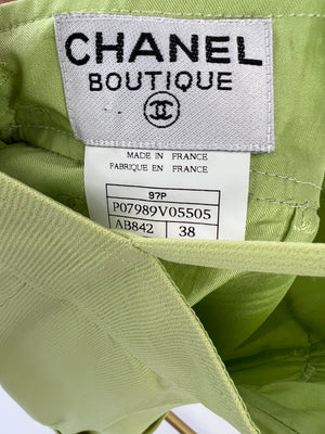 Chanel Vintage 97P Lime Green Mini Dress with Pocket Detail Size FR 38 (UK 10)