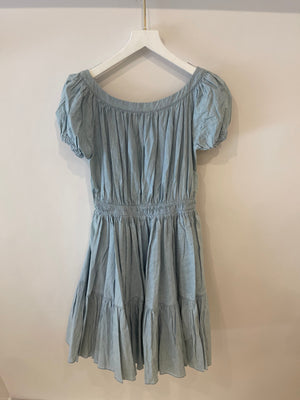 Miu Miu Blue Denim Mini Dress with Puffy Sleeves Size IT 38 (UK 6)