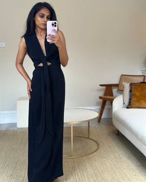 Chanel Black Cut-Out Maxi Dress with CC Detail FR 34 (UK 6)