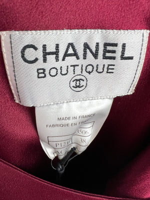 Chanel Vintage 98A Burgundy Silk Wrap Dress Size FR 38 ( UK 10)