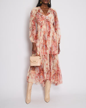 Zimmermann Orange Long Sleeve Floral Print Maxi Dress Size 1 (UK 10)