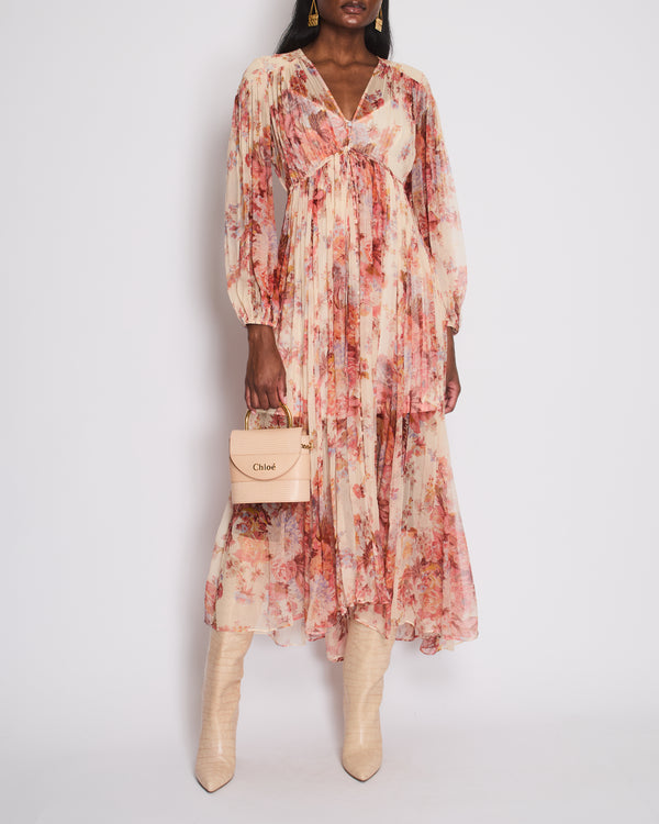 Zimmermann Orange Long Sleeve Floral Print Maxi Dress Size 1 (UK 10)