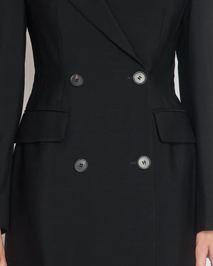 Alexander McQueen Black Mini Blazer Dress with Horn Button Details Size IT 42 (UK 10)