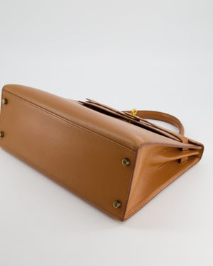 Very Rare Hermès Kelly 32 sellier handbag strap in Gold Chamonix leather ,  GHW at 1stDibs