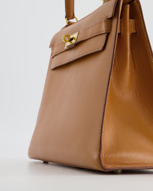 Hermès Kelly 32 Retourne Kelly Dorée Gold Leaf & Rouge H Box Leather