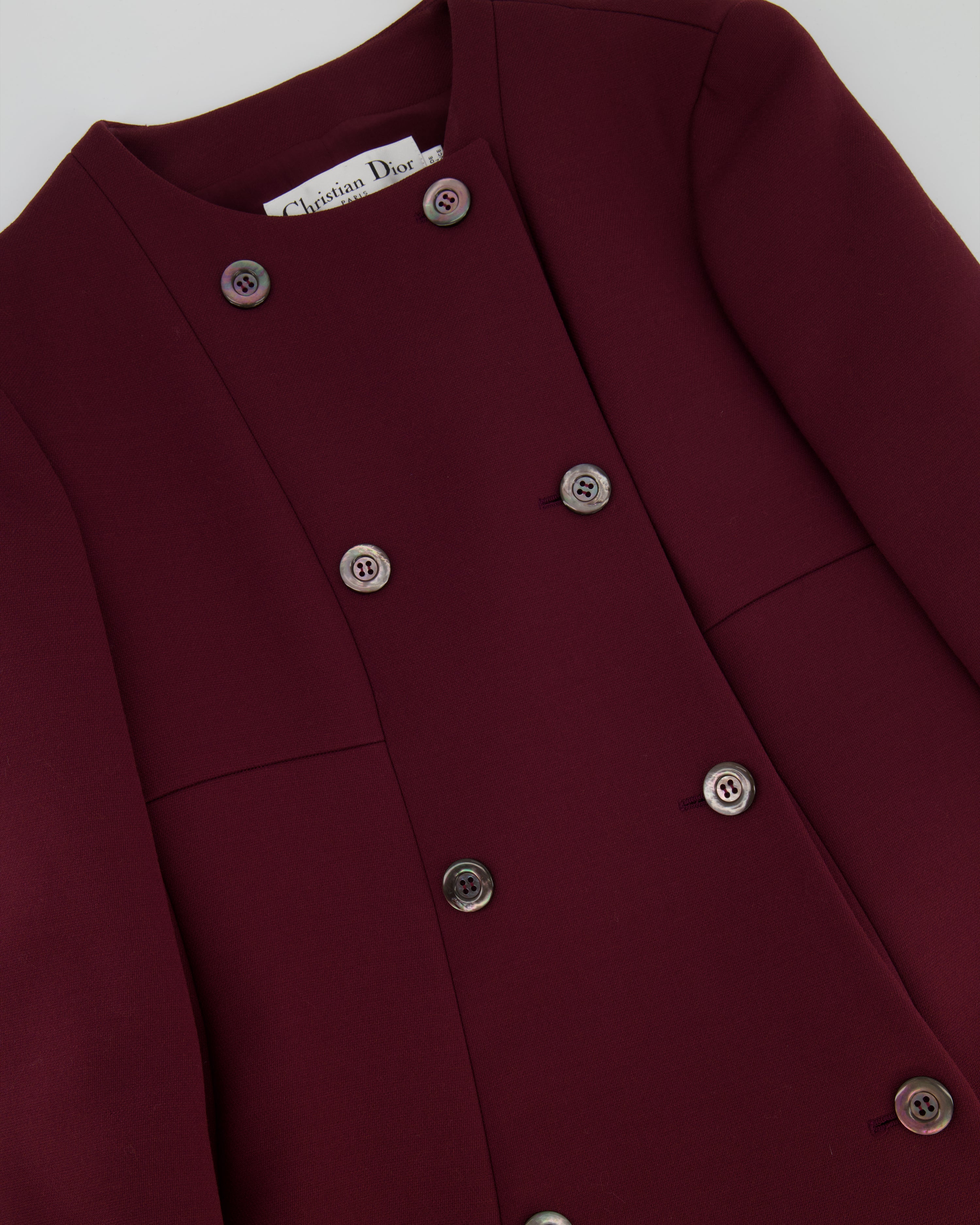 Christian Dior Burgundy Wool Long Coat Size FR 38 (UK 10) – Sellier