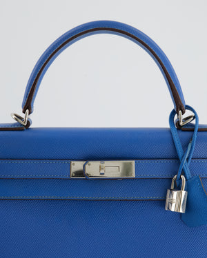 Hermes 28cm Blue Roi Ostrich Sellier Kelly Bag with Palladium, Lot #58021