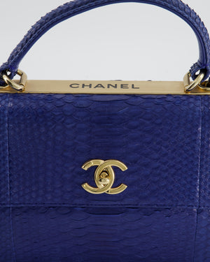 Chanel Royal Blue Python Leather Top Handle Bag with Gold Hardware – Sellier