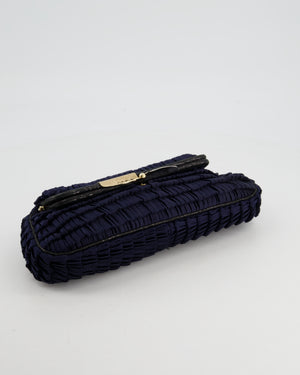 Fendi Vintage Navy Blue Woven Leather Clutch Bag Handbag