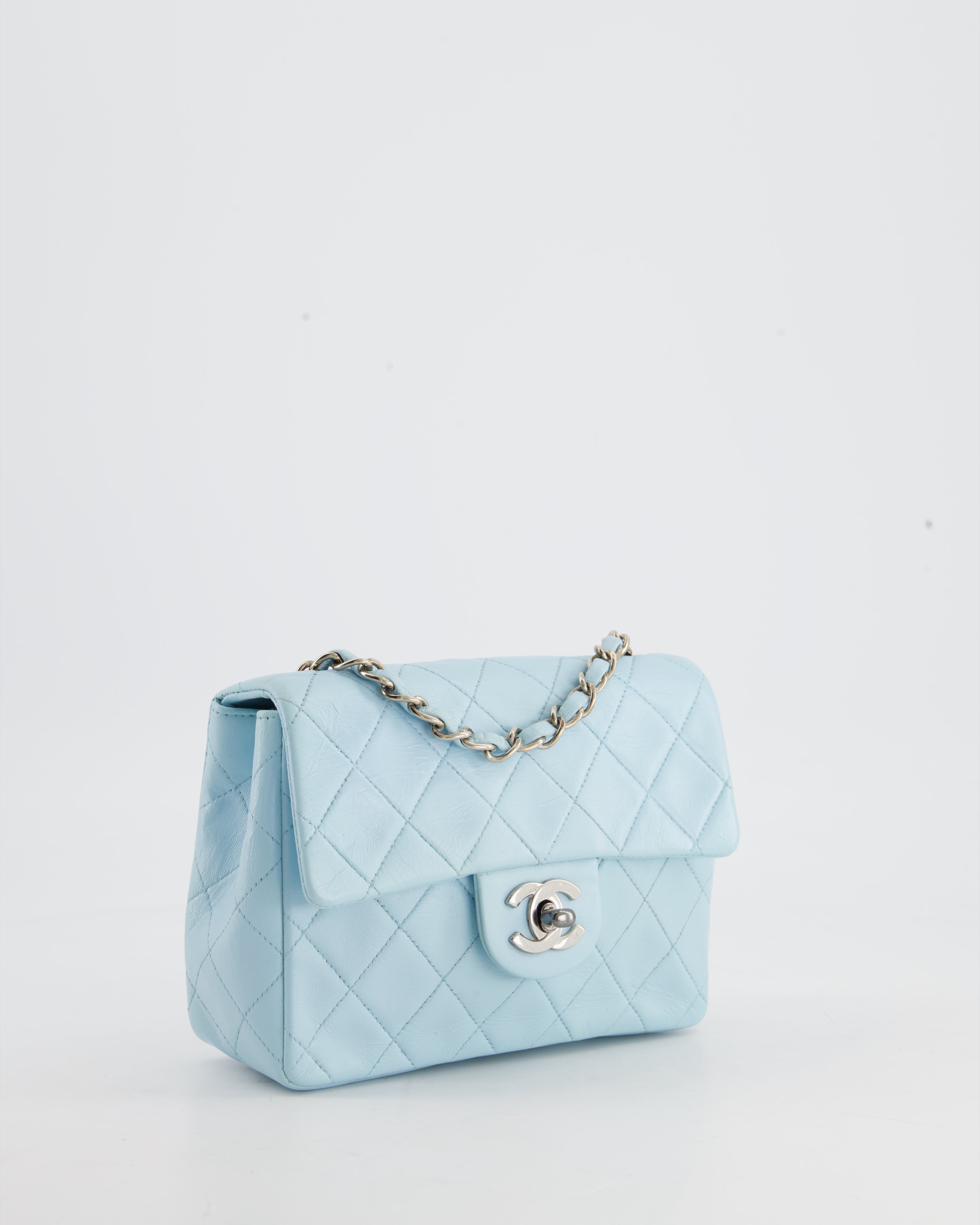 BNIB 22P Chanel Classic Flap Medium Light Baby Blue Womens Fashion Bags   Wallets Shoulder Bags on Carousell