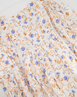 Caroline Constas Blue and Orange Floral Printer Dress IT 38 (UK 6)
