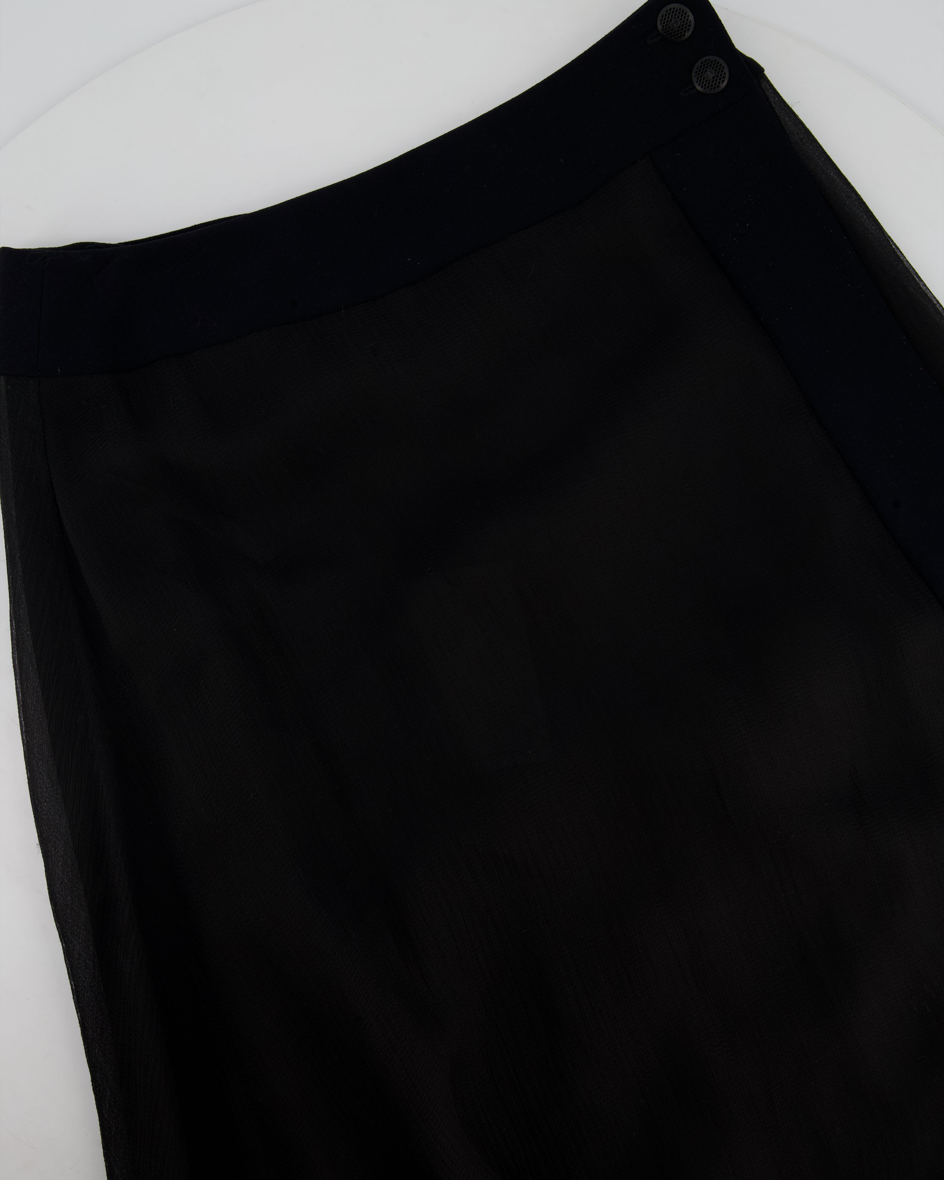 Chanel Black Silk Midi Wrap Skirt Size FR 38 (UK 10) – Sellier