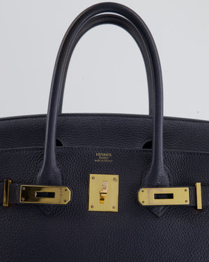 Hermes Birkin 30 Togo Grasphalt/Blue Nuit handbag silver metal fittings C  engraving order Hermes