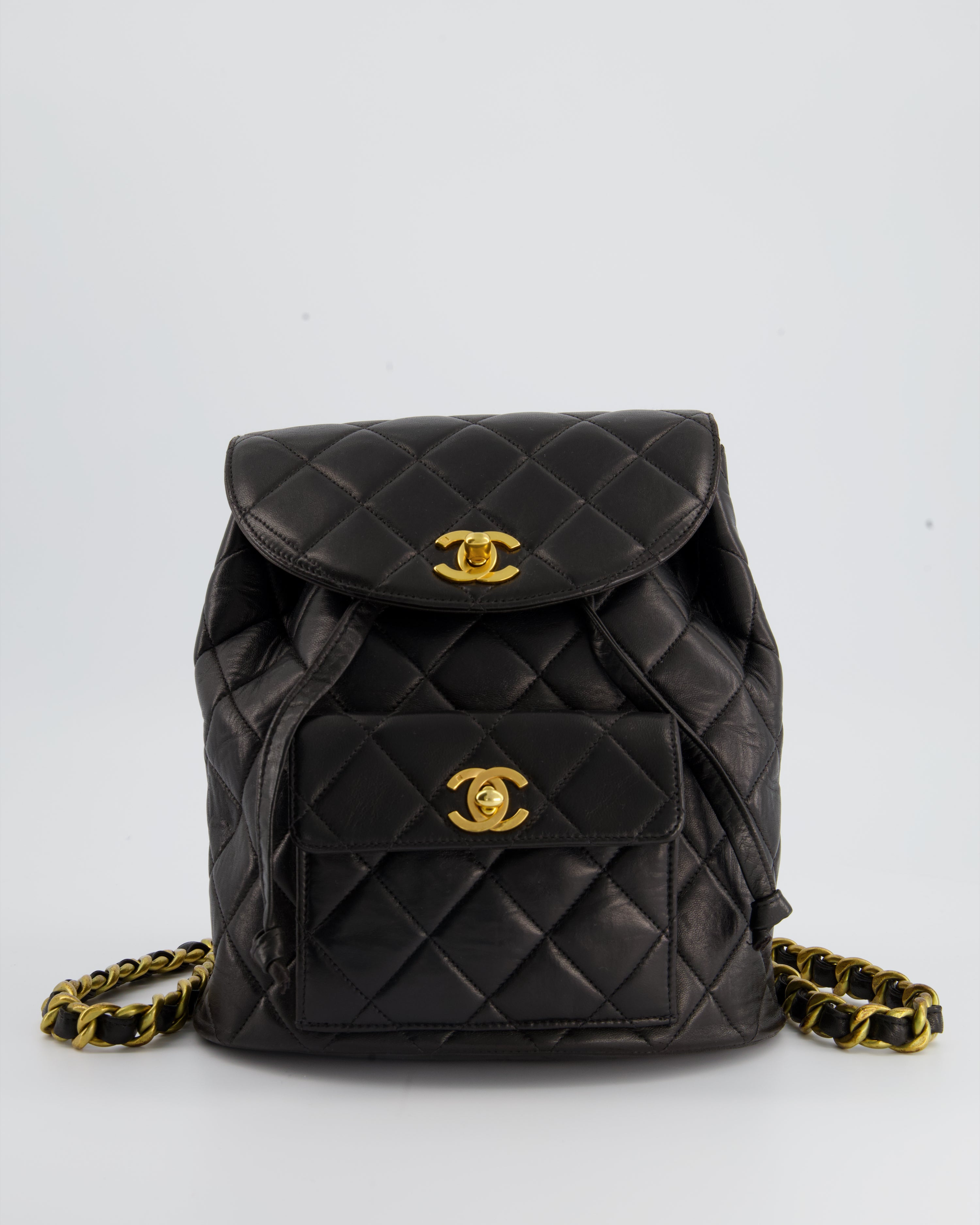 Chanel Small Backpack Shiny Grained Calfskin  GoldTone Metal Lilac  Nice  Bag