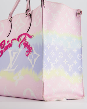 NEW - LIMITED SERIES - Louis Vuitton Onthego tote bag Escale collection in  pastel coated canvas Pink White Blue Leather Cloth ref.220384 - Joli Closet