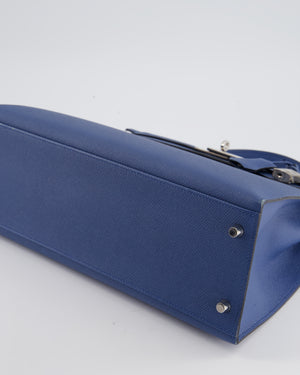Hermes Kelly Handbag Blue Epsom with Palladium Hardware 32 Blue 9479517