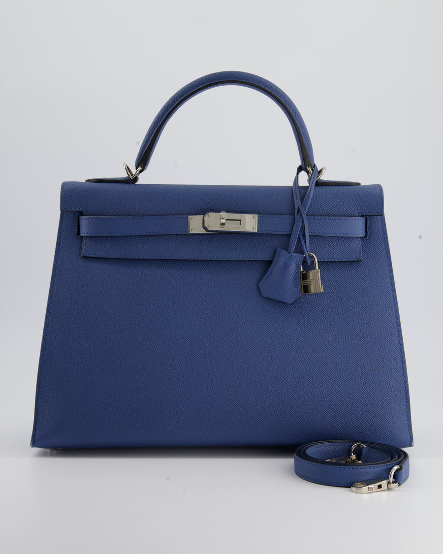 Hermes Kelly Bag 32cm Deep Blue in Epsom Leather with Palladium