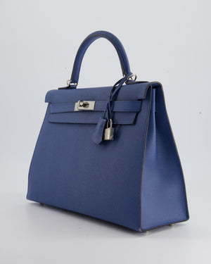Hermès Kelly 25 In Bleu France Swift Leather With Palladium Hardware in  Blue