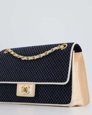 Chanel Vintage Navy & White Stitch Single Flap Bag with 24k Gold Hardw –  Sellier