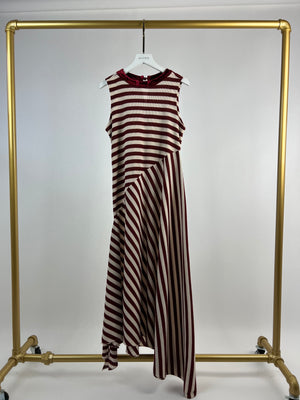 Johanna Ortiz Red and White Striped Maxi Dress IT 36 (UK 4)